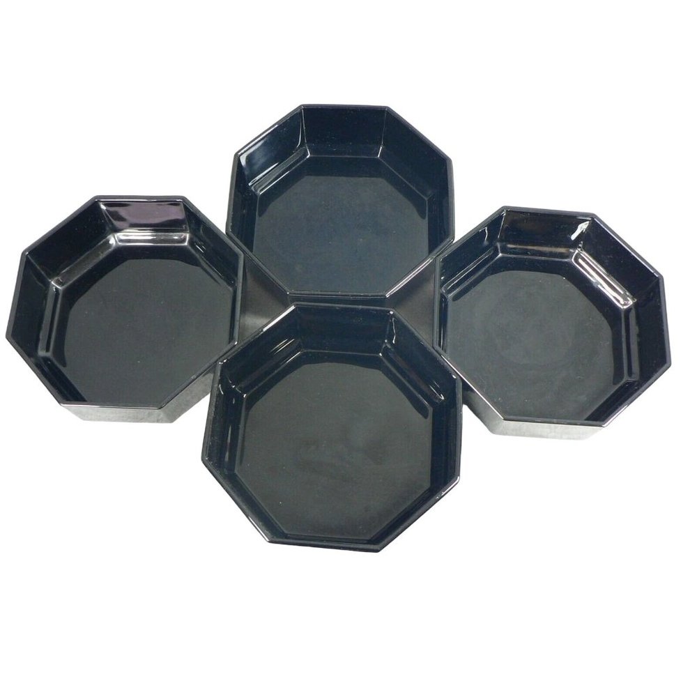 Bridge Bowls Party Snack Cocktail Nuts, Condiment Octagon 4pc Set Blk